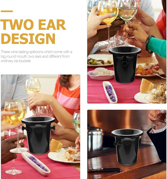 4Pcs Wine Spittoon Wine Dump Buckets Bucket Spit Wine Barrels Cold Wine Barrels Ice Bucket for Wine Whiskey Cocktails (Black)