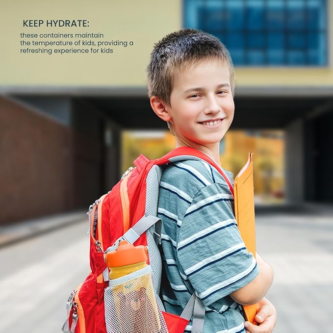 Bear Water Bottle - Kids Water Bottle with Straw Lid - 12 Oz Insulated Stainless Steel Water Bottles for Toddlers Kid Boys - Travel Cup for School Sports