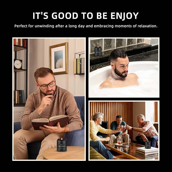 2 Pack Candle | Smoke & Vanilla + Whiskey Tobacco - Candles for Men - Masculine Candle, Soy Candles for Home Scented - Gifts for Men, Home Fragrance Manly Gifts - Each of 7oz