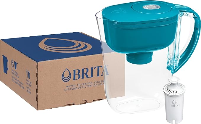 Brita Metro Water Filter Pitcher with SmartLight Filter Change Indicator, BPA-Free, Replaces 1,800 Plastic Water Bottles a Year, Lasts Two Months, Includes 1 Filter, Small - 6-Cup Capacity, Turquoise