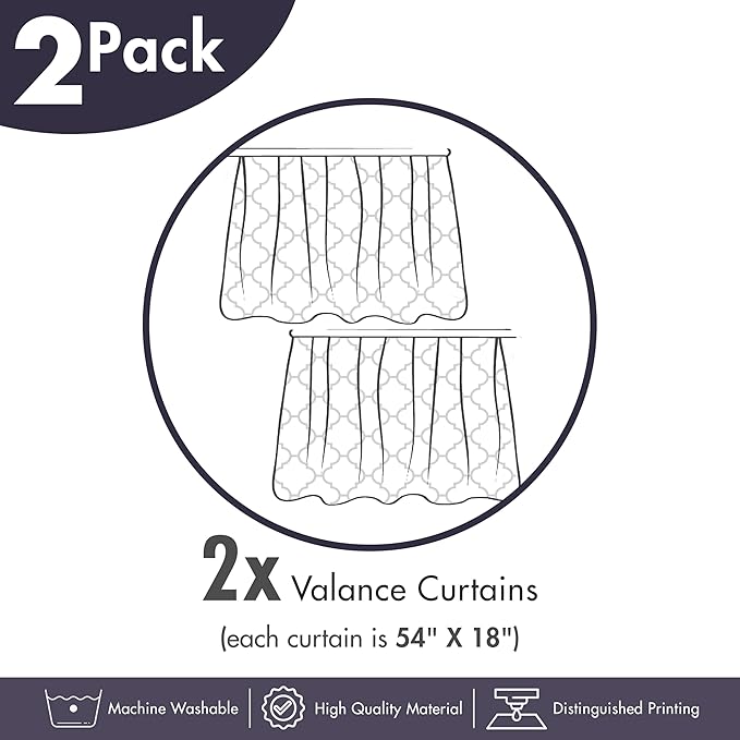 Ambesonne Tiki Bar Window Valance Pack of 2, Sixties Retro Inspired Hawaiian Party Happy Tiki Pattern Colorful, Rod Pocket Curtain Valances for Kitchen Bedroom, 54" X 18", White Brown