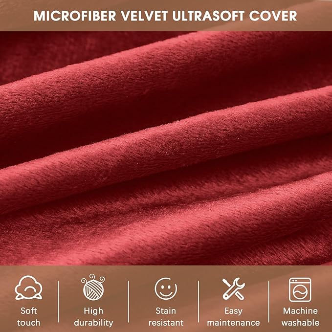 Bean Bag Chairs for Adults - Memory Foam Furniture BeanBag Chair - Kids/Teens Sofa with Soft Micro Fiber Cover - Round Fluffy Couch for Living Room Bedroom College Dorm - 3 ft, Red