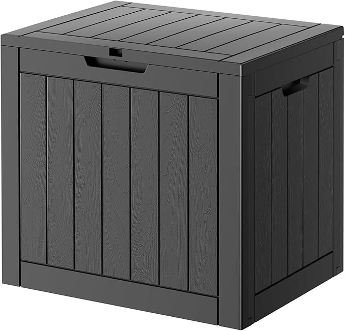 32 Gallon Deck Box Lockable Resin Indoor Outdoor Storage Box waterproof Outdoor Container for Patio Furniture, Pool Accessories, Cushions, Garden Tools, Sports Equipment