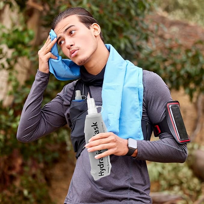 500 ml/17 oz Soft Flask, Flexible TPU Soft Water Flask for Running Vest, BPA-Free Hydration Flask for Running, Hiking, Cycling, Climbing-Blue