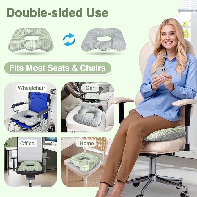 Bed Sore Cushion for Butt Hemorrhoid Pillow Sitting Donut Pillow for Tailbone Pain Relief Pressure Ulcer Coccyx Cushion After Surgery Pressure Sores Pads Medical Donut Seat Cushion