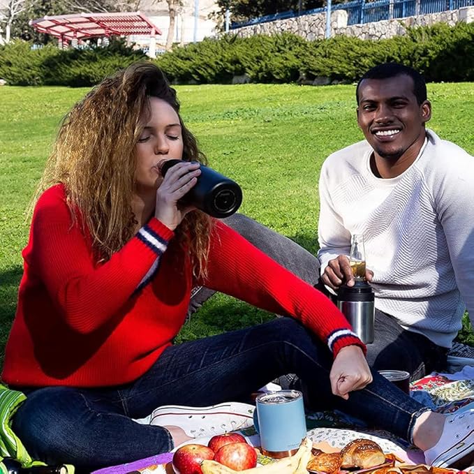 3 in 1 Beer Bottle and Can Cooler, Vacuum Insulated Double Walled Stainless Steel Cooler with Beer Opener, 12 oz Slim Can Insulator Holder (White)