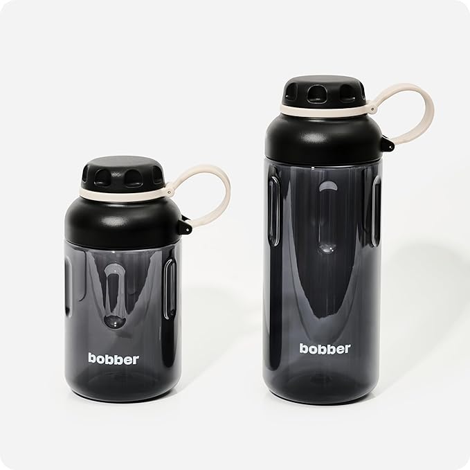 BOBBER 30 oz Tritan Water Bottle with Strainer Mesh, Premium Quality — BPA Free, Leak Proof & Dishwasher Safe Sports Water Bottle — Lightweight Portable No Spill Water Bottle for Adults (Black)
