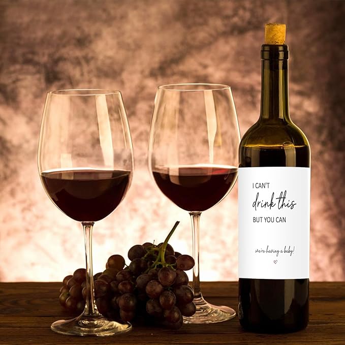 24Pcs Funny Pregnancy Announcement Wine Labels Baby Announcement Wine Bottle Stickers Pregnancy Announcement for Parents Wine Bottle Labels Pregnancy Gifts for New Mom Dad Grandparents