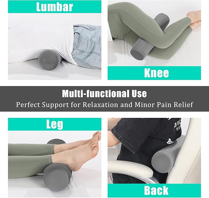 BALAPET Cervical Neck Pillow Adjustable Neck Roll Pillow for Comfortable Sleeping,Neck Support Pillow with Detachable Pad for Body Lumbar Knee Leg Relieve Muscle Tension Spine Alignment(gray)