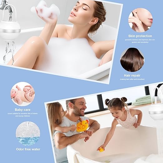 Bathtub Water Filter-Bath Ball Faucet Filter-2 Filter Cartridges,8-Layer Filtration、Pollution Reduction、Make Skin and Hair Healthier and Smoother