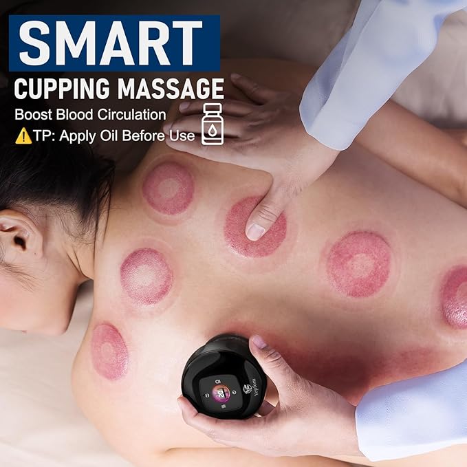 5-in-1 Smart Dynamic Cupping Set, 20 Levels Cupping Kit for Massage Therapy with Red Ligh-t Therapy&Heat Penetrates for Targeted Pain Relief, Knots, Aches, Muscle Soreness - 2Pcs(Black&Black)