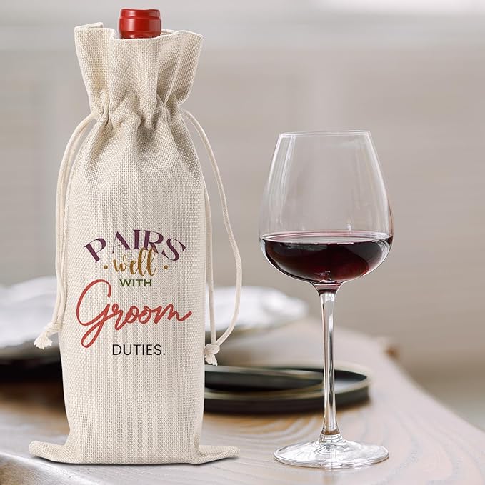 Bridal Shower Wedding Gifts Wine Bag, Groom Gifts, Wedding Shower Gifts for Groom, Bridal Shower Party Favors Wine Bag, Pairs Well with Groom Duties Wine Bottle Bag