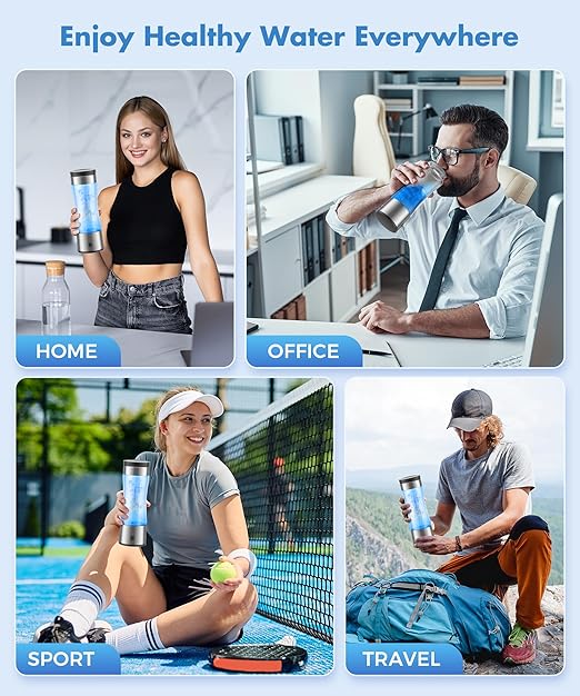 3 in 1 Hydrogen Water Bottle, Hydrogen Water Bottle Generator with SPE PEM Technology Water Ionizer,Portable Rechargeable 3 Min Quick Electrolysis - Suitable for Home,Office, Travel