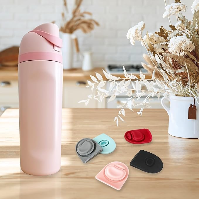 5PCS Replacement Stopper Compatible with Owala FreeSip 19/24/32/40oz, Silicone Anti-Spill Water Bottle Top Lid Replacement Parts, BPA-Free Seal Bottle Cap Mouth Stopper Gasket (Red)