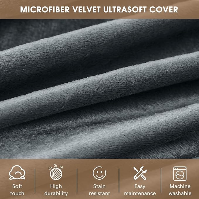 3 Feet Bean Bag Chair - BeanBag Chairs for Adults, Living Room Furniture Sofa with Soft Micro Fiber Cover, Round Fluffy Couch for Bedroom College Dorm - Grey