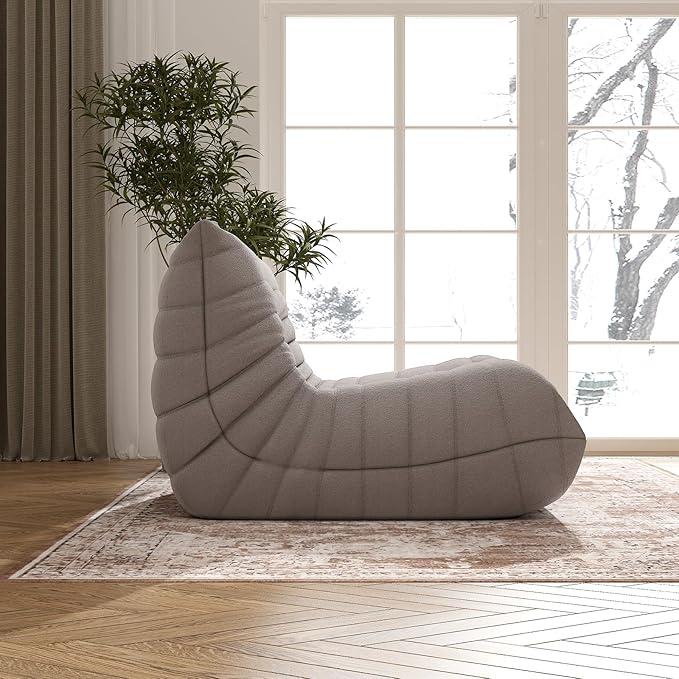 Bean Bag Chair, Fireside Chair Bean Bag Sofa Large Bean Bag Chair for Adults, Bean Bag Chairs for Teens with High Density Comfortable Foam, Memory Foam Bean Bag for Living Room, Bedroom (Grey)