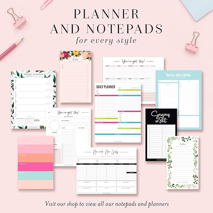 Bliss Collections Weekly Planning Pad, To Do List Notebook - Undated Tear-Off Sheets Notepad - Work Calendar, Organizer, Scheduler for Goals, Tasks - Get Stuff Done, 8.5" x 11", 50 Sheets