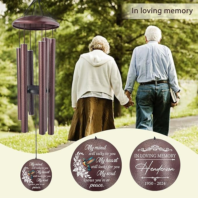 ASTARIN 36" Large Deep Tone Personalized Sympathy Wind Chimes, Memorial Wind Chime for Loss of Mother Father Loved One, Bereavement Gifts Decor Outdoor Patio Garden Graveyard