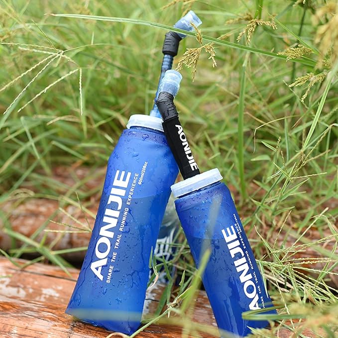 Azarxis Soft Flask Collapsible Water Bottle 350ml Running Soft Gel Flask Reservoir Handheld Folding TPU for Hydration Pack Hiking Cycling Climbing (350ml - 1 Pack)