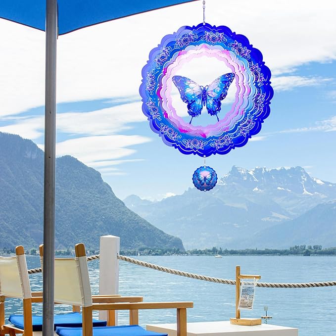 Butterfly Wind Spinners Outdoor,12 Inch Butterfly Gifts for Women Mom Grandma Wife,3D Butterflies Decorations Wind Spinners for Garden Yard Proch