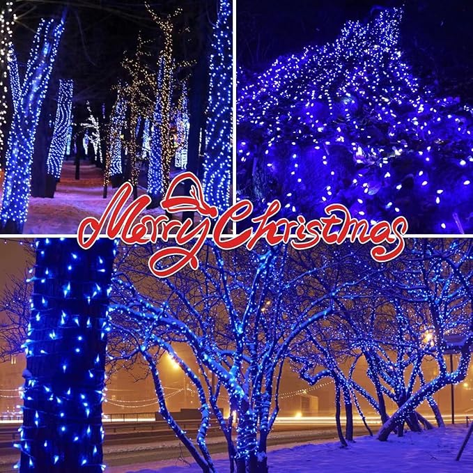 300LIGHTS(2*150L) Blue Extra-Bright with End Connectors Christmas Decorative Lights 19.44m UL Certified Mini String Light Set Waterproof for Home Garden Holiday Tree Party Patio Decor Wedding