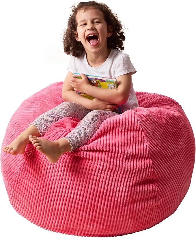 Bean Bag Chairs Teardrop Bean Bag Chair Beanbag Chair with Memory Foam Filled Machine Washable Cover for Living Room, Bedroom (Small,Pink)