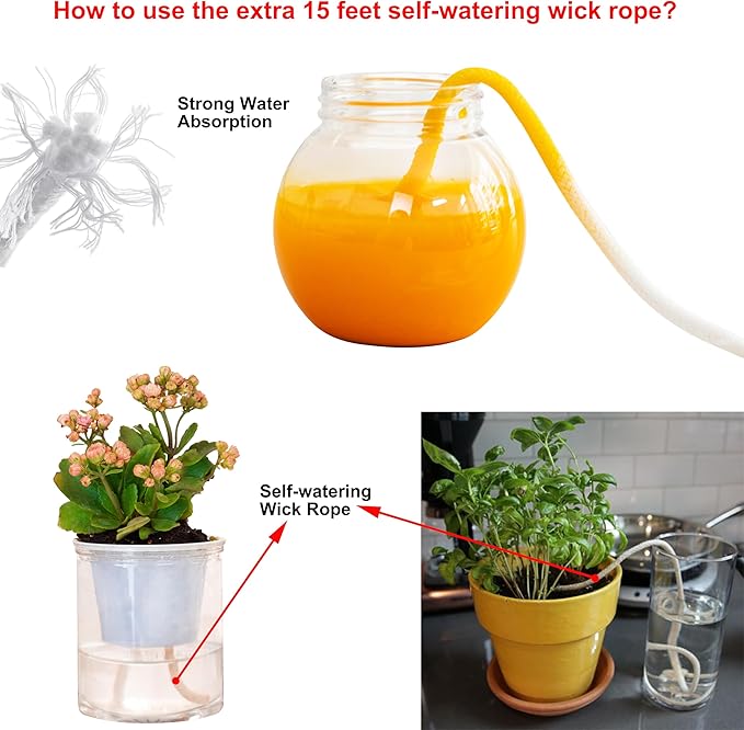 6 Pack White Hanging Planter Pots Self Watering Vertical Garden Wall Mount Window Hang Round Plastic Container Indoor Outdoor for Plants Flowers Succulent Kitchen Living Herbs Holder Decor(Large)