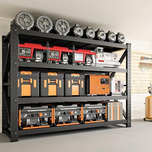 3000LBS Storage Shelves,48" W Garage Shelving Heavy Duty Metal Adjustable Garage Shelves, Shelving Units Industrial Shelving for Warehouse,48" W x 24" D x 69" H,Black