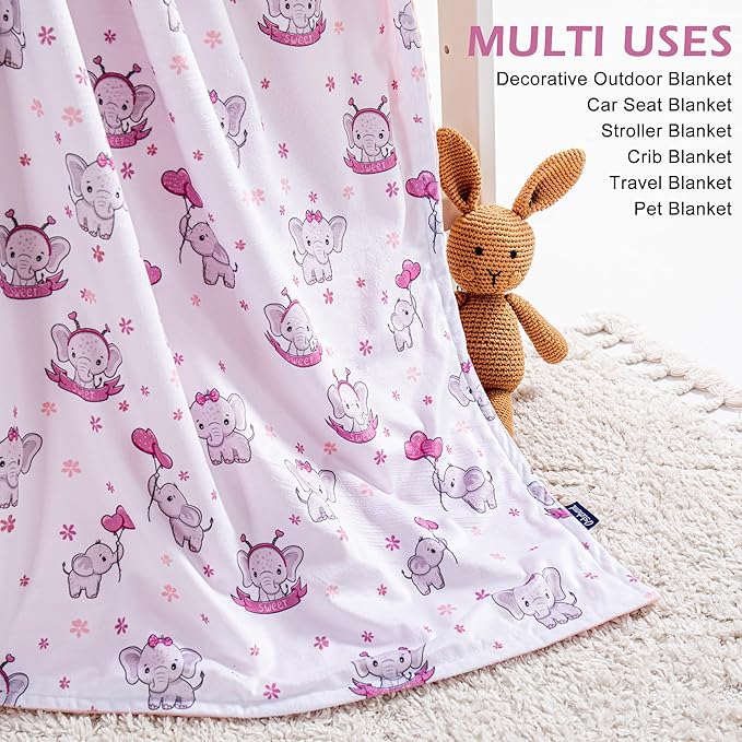 Baby Blanket for Boys Girls Super Soft Blanket,Fluffy Warm Lightweight Baby Receiving Blankets,Double Layer with Dotted Backing for Toddler Nursery (Elephant, 30 * 40inch)