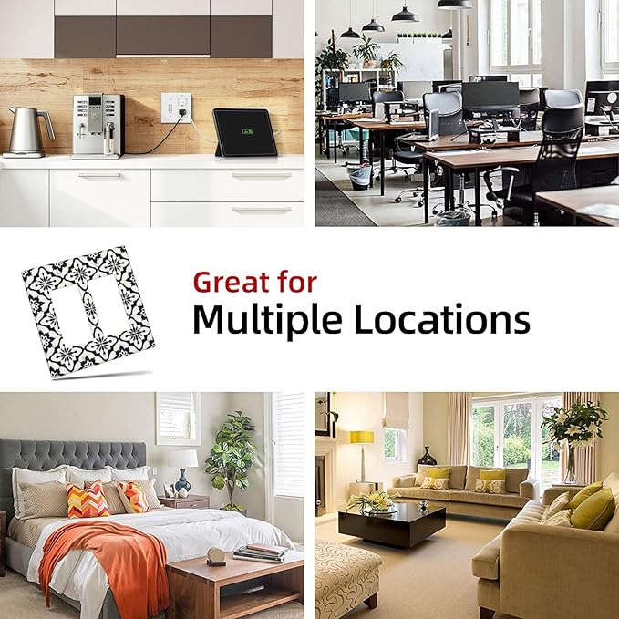 Black And White Funny Plastic Wall Plate Decorative Double Rocker Light Switch Cover For Women Girls Bedroom Kitchen Living Room