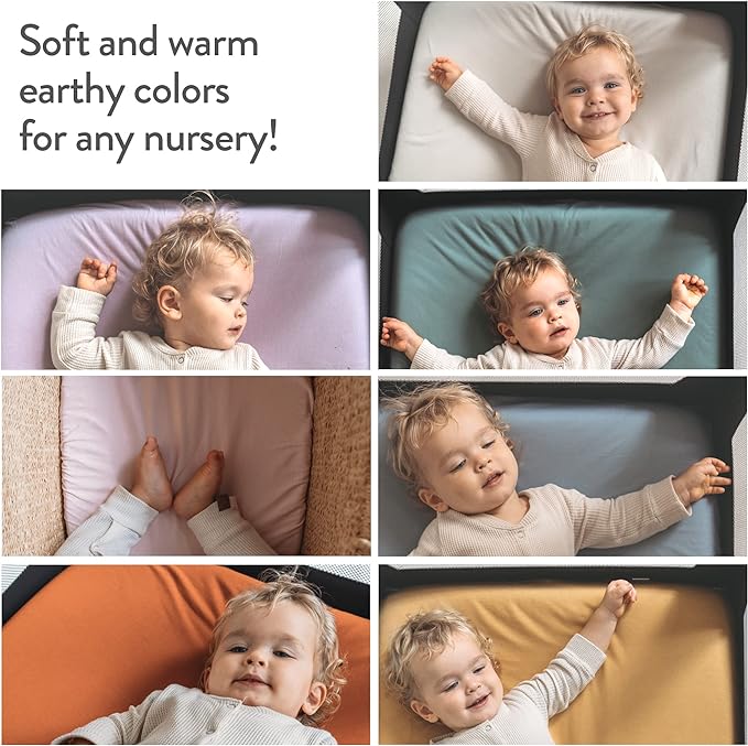 Bassinet Fitted Sheets Compatible with SNOO Happiest Baby Oval Bassinet – Snuggly Soft 100% Jersey Cotton – Light + Dark Grey – 2 Pack