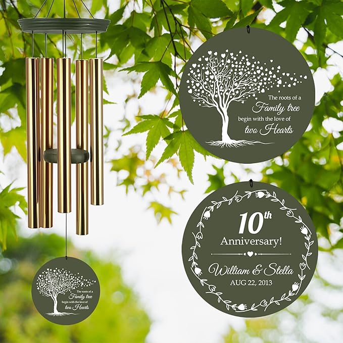 ASTARIN Tree of Life Wind Chimes, Personalized Wind Chimes for 50th Anniversary for Parents Couple, Romantic Idea for Mom Dad Keepsake Gifts