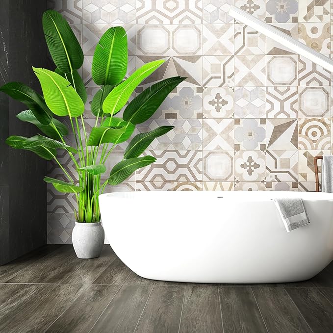 7.2ft Artificial Silk Bird of Paradise Palm Tree (85in) with 17 Trunks Faux Tree and Plastic Nursery Pot, Fake Plant for Office House Farmhouse Living Room Home Decor (Indoor/Outdoor)