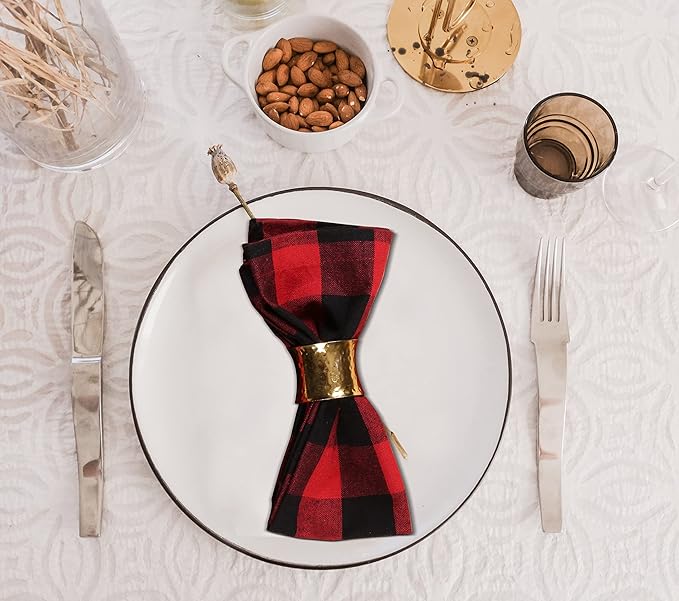 Buffalow Plaid Cloth Napkins, Check Napkins,Cloth Napkins,Cotton Napkins,Dinner Napkins Cloth,Dinner Napkins,Cloth Napkins Set of 12 Cotton,Napkins Cloth,Cloth Napkins cotton- 18x18 Red Black