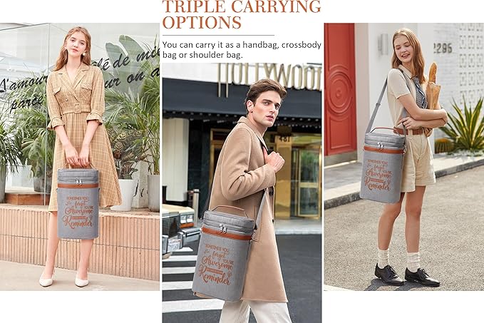 Birthday Gifts for Women Men - Inspirational Gifts For Women, Best Friend, Graduation, Wine Lovers, Mothers Day Gifts For Mom - Insulated Wine Tote Bag Wine Carrier with Tumblers and Wine Accessories