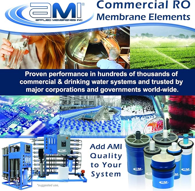 2.5x40 Low Energy Reverse Osmosis Membrane Element for Tap Water | 1,000 GPD at 150 psi | 99% Rejection | Replacement Commercial RO Membrane | Applied Membranes USA M-T2540ALE