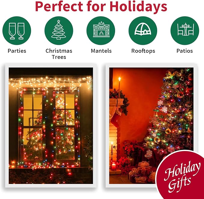 100 Count Multicolor- String Lights - 21.6FT LED Christmas Lights, Mini led Lights for Indoor Outdoor Home Holiday Party Wedding Independence Day Decoration