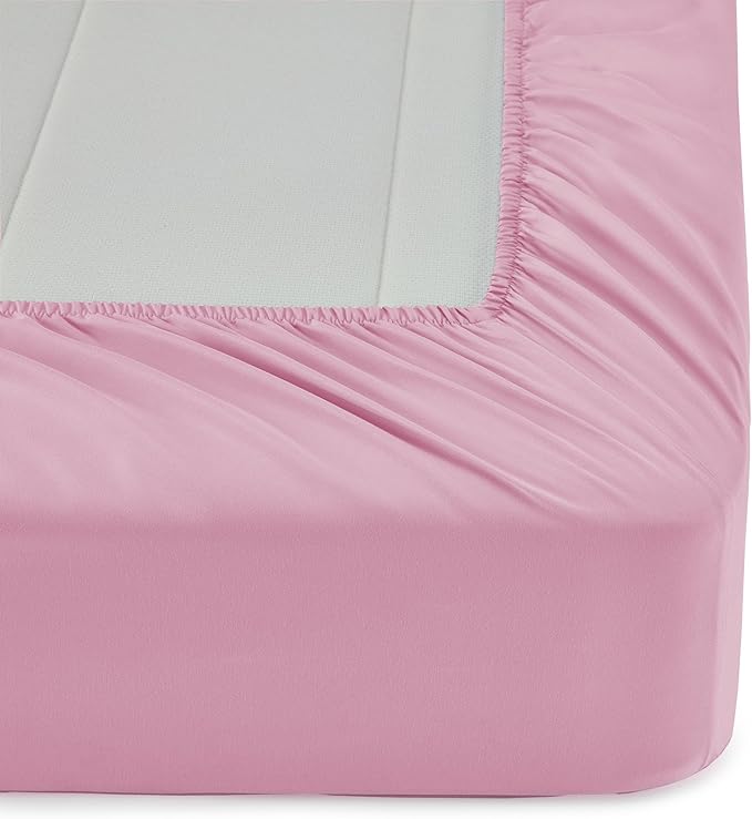 Amazon Basics 5 Piece Microfiber Kid's Bed-in-a-Bag Bedding Set, Twin, Pink, Solid