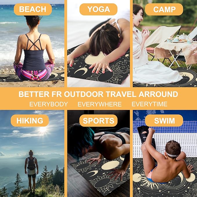 Beach Towel Oversized, Mystical Tarot Card Sun Moon Face Microfiber Beach Towels, Lightweight, Absorbent, Quick Dry, Sand-Free Beach Blanket, Unique Gift for Camping, Pool,Yoga, 29.5” X 59”