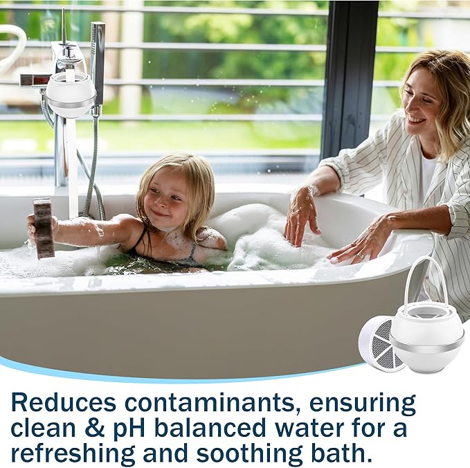 Bath Ball Filter,Bathtub Water Filter For Tub Faucet, Removes Contaminants For Softer, Smoother Skin, BPA Free