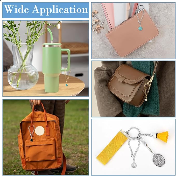 6PCS Letter Charm Accessories for Stanley Cup, Name ID Letter Handle Charm for Stanley Handle Identification Letter Pendant Handle Decoration for Stanley Tumbler Charms (Letter H)