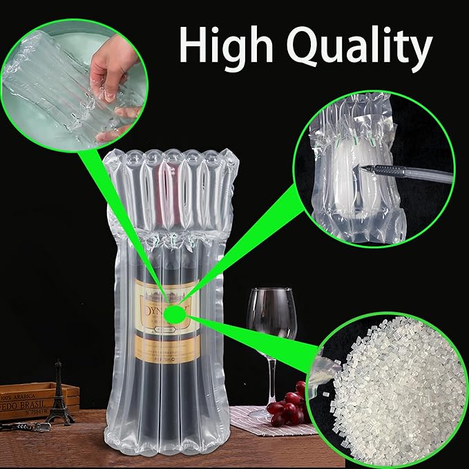 12 Packs Wine Bottle Travel Protector Bags, Inflatable Air Column Packaging Bubble Bag, Reusable Wine Bottle Protector,Wine Bottle Shipping & Packaging, Airplane Trave,with Free Inflator Pump.