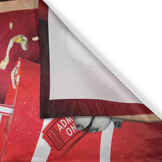 Ambesonne Pug Long Kitchen Curtains, Funny Dog Watching Movie Popcorn Soft Drink and Glasses Animal Photograph, Two Panels Drapes with Rod Pocket Room Decor, 55" x 45", Cream Ruby