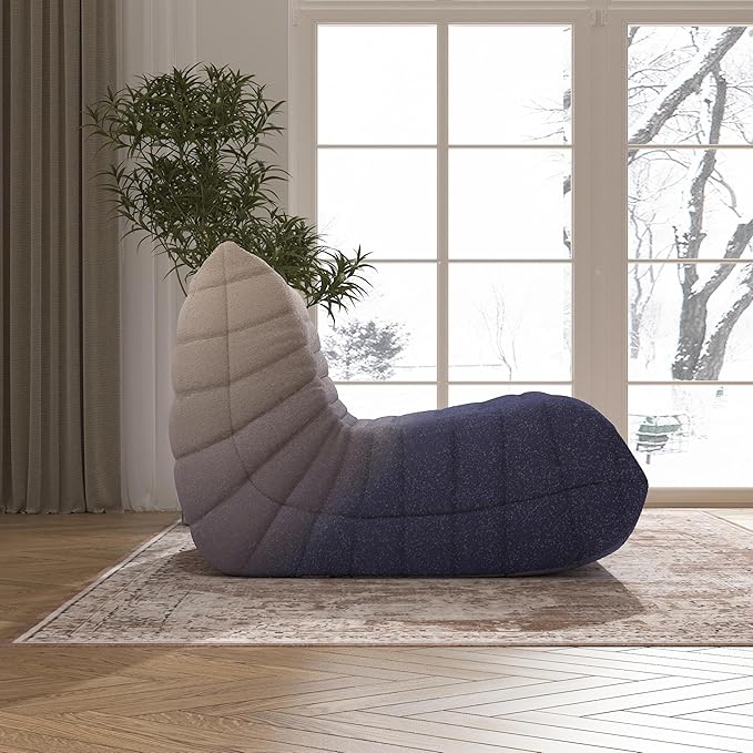 Bean Bag Chair, Fireside Chair Bean Bag Sofa Large Bean Bag Chair for Adults, Bean Bag Chairs for Teens with High Density Comfortable Foam, Memory Foam Bean Bag for Living Room, Bedroom (Blue&White)