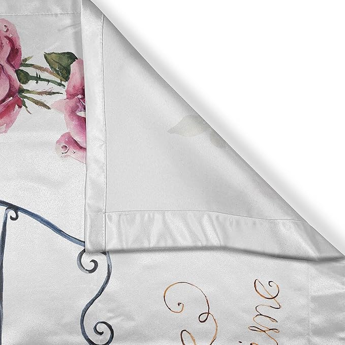 Ambesonne Yorkie Long Kitchen Curtains, Yorkshire Terrier in Pink Dress Having a Tea Party Tea Time Butterflies Roses, Two Panels Drapes with Rod Pocket Room Decor, 55" x 45", Pink White