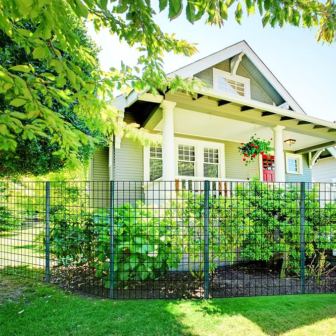 ARIFARO Fence Posts 3 Feet Sturdy Duty Metal Fencing Poles, Pack of 16, No Dig Garden U Post for Wire Fencing Steel Post for Yard, Outdoor Wire