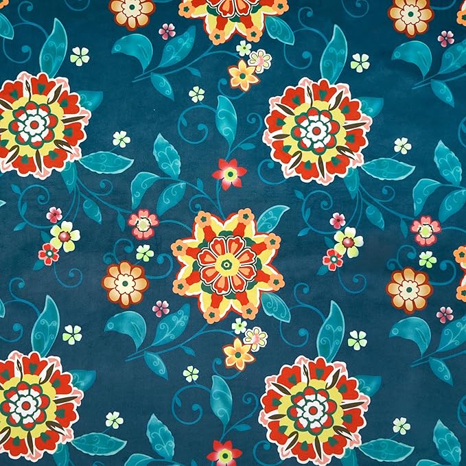 BELLEZE Modern Accent Chair for Living Room, High Back Linen Armchair with Wooden Legs, Upholstered Wingback Side Chair Padded Armrest Single Sofa for Living Room, Bedroom - Allston (Blue & Flower)