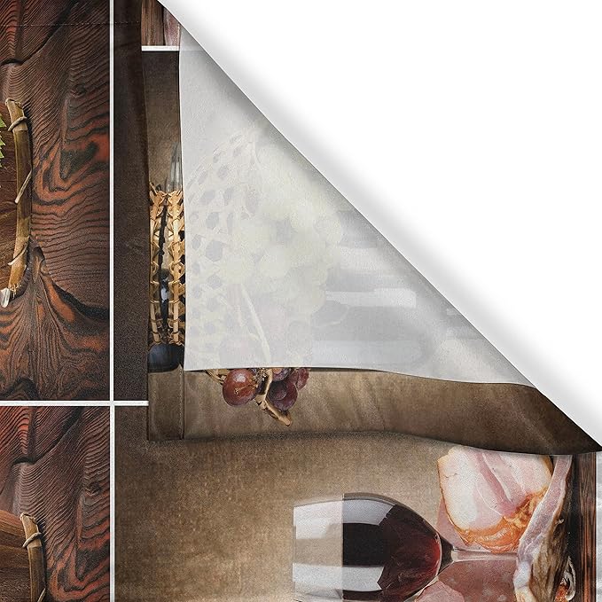 Ambesonne Wine Long Kitchen Curtains, Wine Themed Collage on Wooden Backdrop with Grapes and Meat Rustic Country Drink, Two Panels Drapes with Rod Pocket Room Decor, 55" x 45", Brown Black