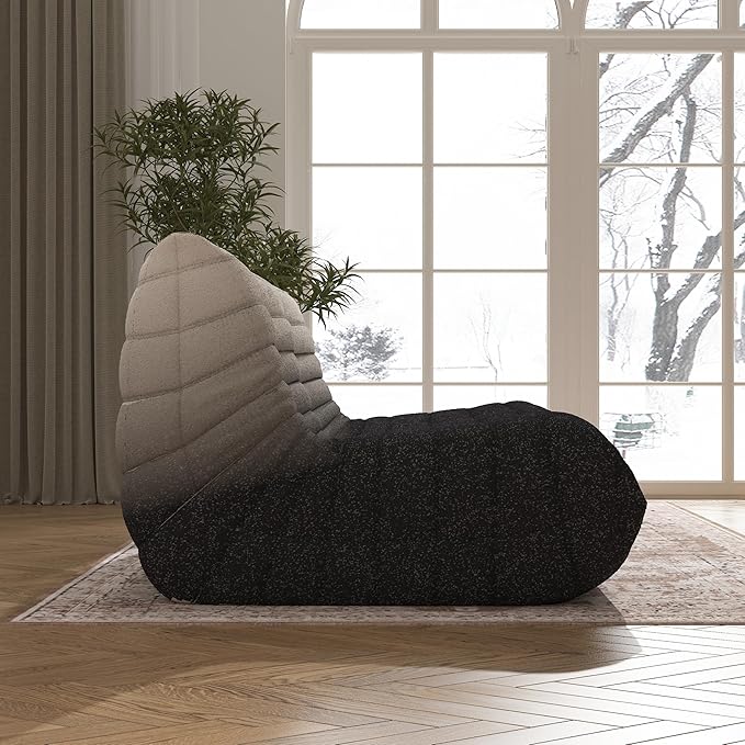 Bean Bag Chair, Loveseat Fireside Chair Bean Bag Sofa Large Bean Bag Chair for Adults, 2 Seater Bean Bag Chairs for Teens with High Density Comfortable Foam, Bean Bag for Living Room (Black&White)