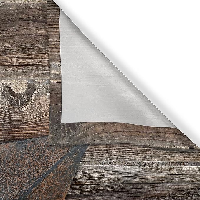 Ambesonne Prehistoric Country Long Kitchen Curtains, Antique Rusty Star on The Weathered Wooden Planks Vintage Retro Image, Two Panels Drapes with Rod Pocket Room Decor, 55" x 45", Brown Taupe